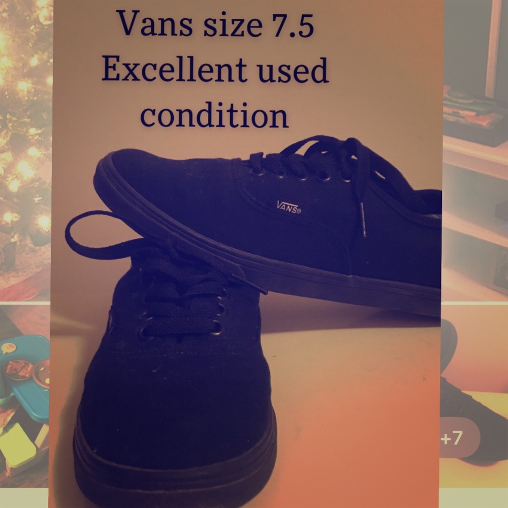 Black Vans sneakers, size 7.5